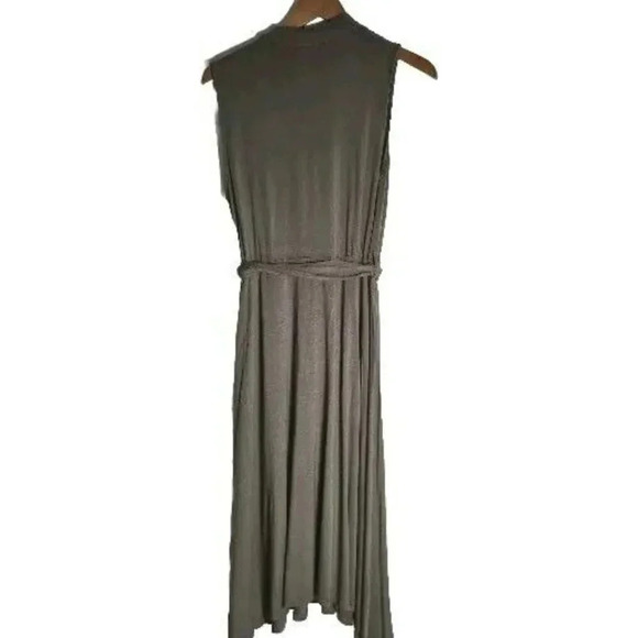 Calvin Klein Midi Dress Green  Sleeveless V-Neck Size 10 Tie Waist - Picture 3 of 16